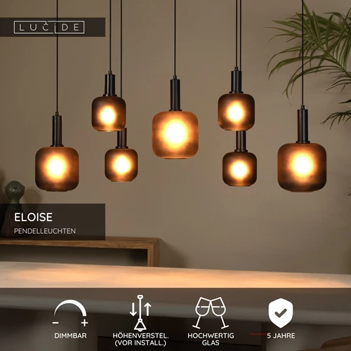 Lucide ELOISE - Pendelleuchten - 7xE27 - Schwarz - USP